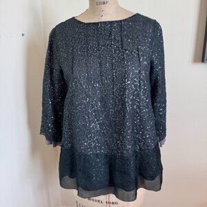 DKNY Blue Top With Sequence in Size M